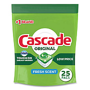 Cascade ActionPacs, Fresh Scent, 13.5 oz Bag, 25/Pack, 5 Packs/Carton (80675)