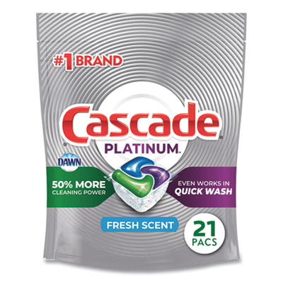 Cascade ActionPacs, Fresh Scent, 11.7 oz Bag, 21/Pack, 5 Packs/Carton (80720)