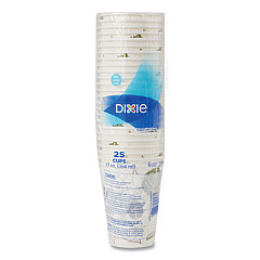 Dixie Pathways Paper Hot Cups, WiseSize, 12 oz, White/Brown, 25/Pack (2342WSPK)