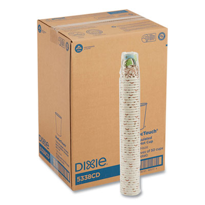 Dixie PerfecTouch Paper Hot Cups, 8 oz, Coffee Haze Design, 50/Sleeve, 20 Sleeves/Carton (5338CD)
