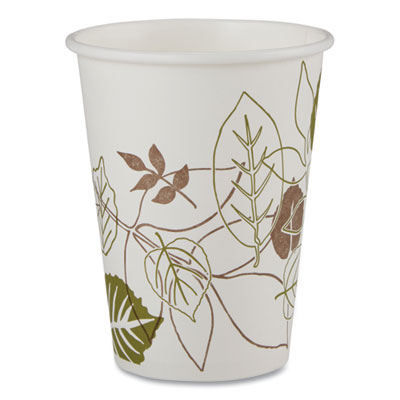 Dixie Pathways Paper Hot Cups, WiseSize, 12 oz, White/Brown, 25/Bag, 20 Bags/Carton (2342WS)