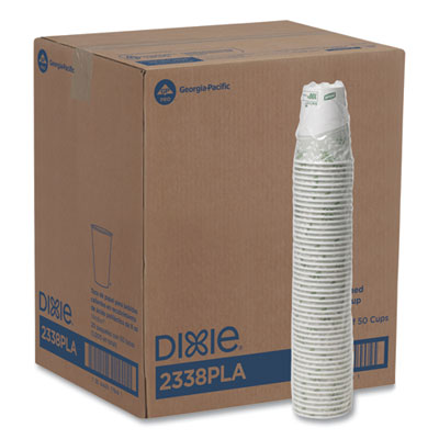 Dixie PLA Hot Cups, 8 oz, Viridian Design, 50/Sleeve, 20 Sleeves/Carton (2338PLA)