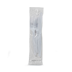 Dixie Wrapped Tableware/Napkin Packets, Fork/Knife/Spoon/Napkin, White, 250/Carton (CM26NC7)