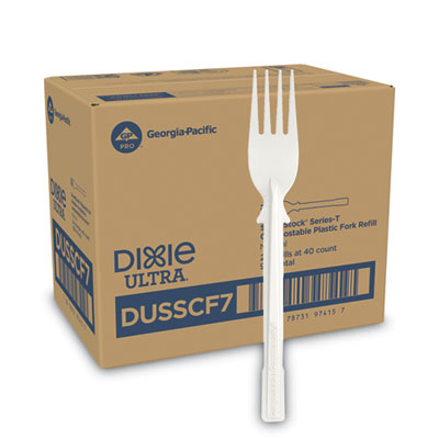 Dixie SmartStock Tri-Tower Dispensing System Cutlery, Heavyweight Fork, Plastic, Natural, 40/Pack, 24 Packs/Carton (DUSSCF7)