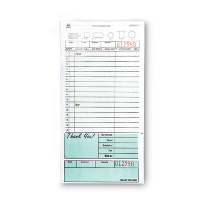 AmerCareRoyal Guest Check Book, Two-Part Carbonless, 4.2 x 8.6, 1/Page, 50 Forms/Book, 50 Books/Carton (GC49002)