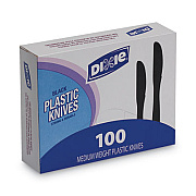 Dixie Plastic Tableware, Heavy Mediumweight Knives, Black, 100/Box (KM507)