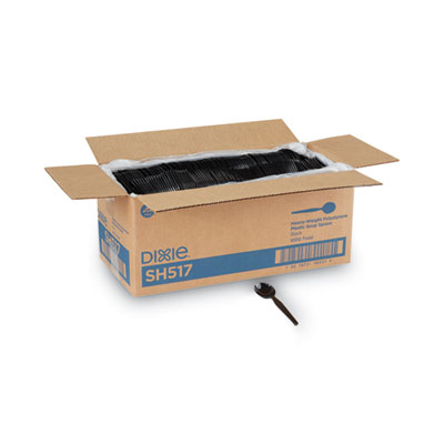 Dixie Plastic Cutlery, Heavyweight Soup Spoon, Black, 1,000/Carton (SH517)