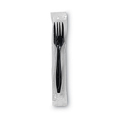 Dixie Individually Wrapped Heavyweight Forks, 6.88", Plastic, Black, 1,000/Carton (PFH53C)