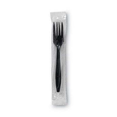 Dixie Individually Wrapped Heavyweight Forks, 6.88", Plastic, Black, 1,000/Carton (PFH53C)