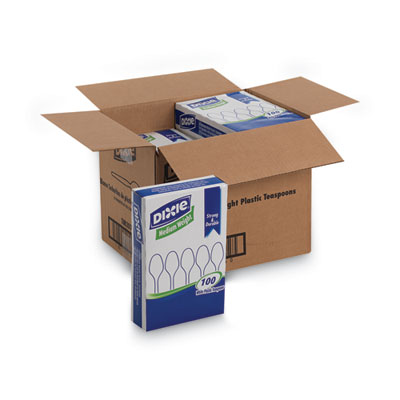 Dixie Plastic Cutlery, Heavy Mediumweight Teaspoons, White, 1,000 Carton (TM207CT)