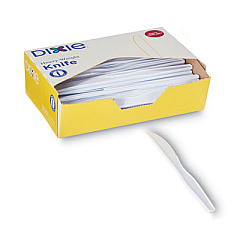 Dixie Plastic Cutlery, Heavyweight Knife, White, 100/Box (KH207)