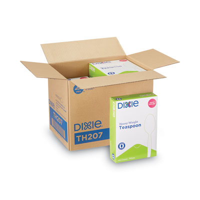 Dixie Plastic Cutlery, Heavyweight Spoon, White, 100/Box, 10 Boxes/Carton (TH207CT)