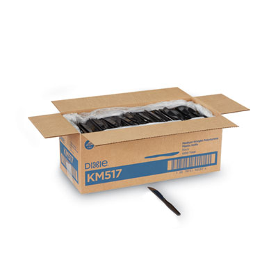 Dixie Plastic Cutlery, Heavy Mediumweight Knife, Black, 1,000/Carton (KM517)