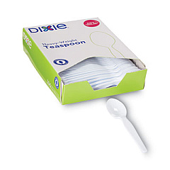 Dixie Plastic Cutlery, Heavyweight Spoon, White, 100/Box (TH207)