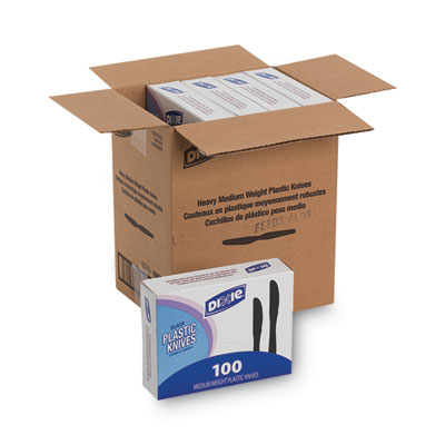 Dixie Plastic Tableware, Heavy Mediumweight Knife, Black, 100/Box, 10 Boxes/Carton (KM507CT)