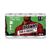 Brawny Tear-A-Square Perforated Kitchen Roll Towels, 2-Ply, 5.5 x 11, 128 Sheets/Roll, 8 Rolls/Pack (442135)