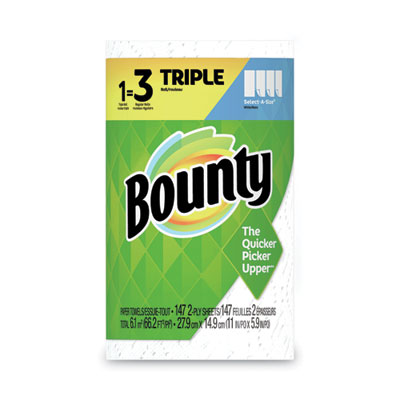 Bounty Select-a-Size Kitchen Roll Paper Towels, 2-Ply, White, 5.9 x 11, 147 Sheets/Roll, 12 Rolls/Carton (66980)