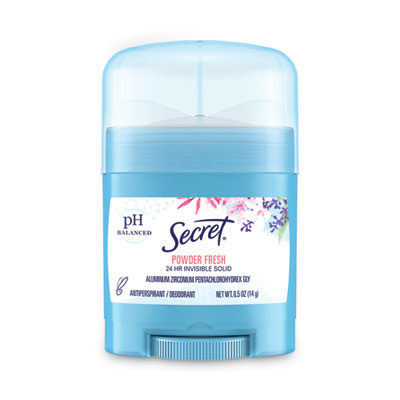 Secret Invisible Solid Anti-Perspirant and Deodorant, Powder Fresh Scent, 0.5 oz Stick (31384EA)