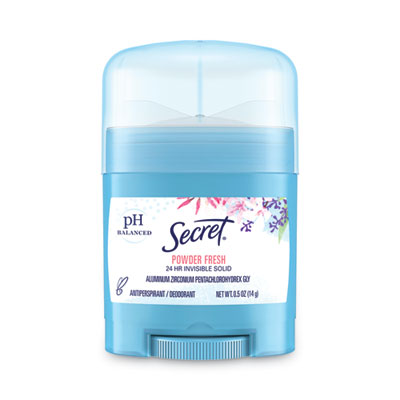 Secret Invisible Solid Anti-Perspirant and Deodorant, Powder Fresh Scent, 0.5 oz Stick, 24/Carton (31384)