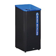 Rubbermaid Commercial Sustain Decorative Refuse with Recycling Lid, 23 gal, Metal/Plastic, Black/Blue (2078980)