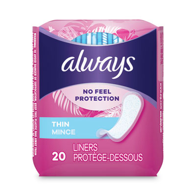 Always Thin Daily Panty Liners, Regular, 20/Pack (08279PK)