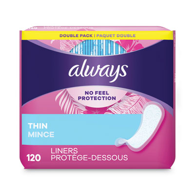 Always Thin Daily Panty Liners, Regular Absorbency, 120/Pack (10796PK)