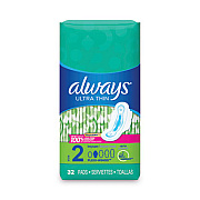 Always Ultra Thin Pads with Wings, Super Long 10 Hour, 32/Pack, 6 Packs/Carton (59866)