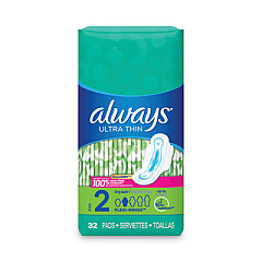 Always Ultra Thin Pads with Wings, Super Long 10 Hour, 32/Pack, 6 Packs/Carton (59866)