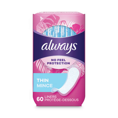 Always Thin Daily Panty Liners, Regular, 60/Pack (08282PK)