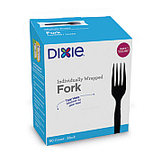 Dixie Grab'N Go Wrapped Cutlery, Fork, Plastic, Black, 90/Box (FM5W540PK)