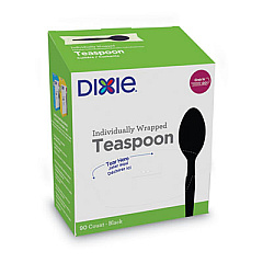 Dixie Grab'N Go Wrapped Cutlery, Spoon, Plastic, Black, 90/Box (TM5W540PK)