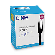 Dixie Grab'N Go Wrapped Cutlery, Fork, Plastic, Black,  90/Box, 6 Boxes/Carton (FM5W540)