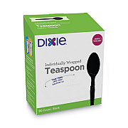 Dixie Grab N Go Wrapped Cutlery, Spoon, Plastic, Black, 90/Box, 6 Boxes/Carton (TM5W540)