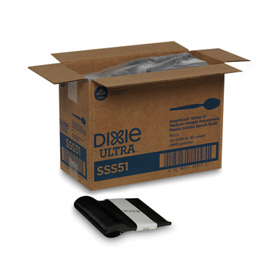 Dixie SmartStock Plastic Cutlery Refill, Series-O, Mediumweight Spoon, Black, 40/Pack, 24 Packs/Carton (SSS51)