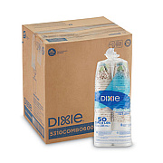 Dixie PerfecTouch Paper Hot Cups and Lids Combo, 10 oz, Coffee Haze Design, 50/Pack, 6 Packs/Carton (5310CMB600CT)