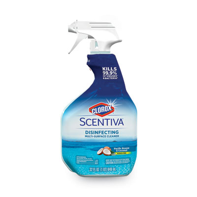 Clorox Scentiva Multi Surface Cleaner, Pacific Breeze and Coconut, 32 oz Spray Bottle, 6/Carton (31774)