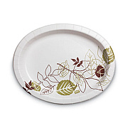 Dixie Pathways Heavyweight Oval Platters, 8.5 x 11, Green/Burgundy, 500/Carton (SX11PLPATH)