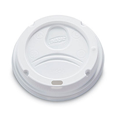 Dixie Dome Drink-Thru Lids, Fits 10 oz to 16 oz PerfecTouch Hot Cups/12 oz to 20 oz WiseSize Hot Cups, Plastic, White, 50/Pack (9542500DXPK)