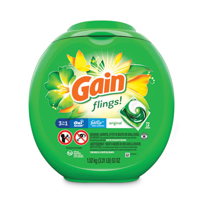 Gain Flings Laundry Detergent Pods, Original Scent, 72/Container (86792EA)