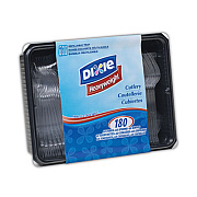 Dixie Cutlery Keeper Tray with Clear Plastic Utensils, Heavyweight, Fork/Knife/Spoon, Plastic, Crystal Clear, 1,800/Carton (CH0180DX7CT)