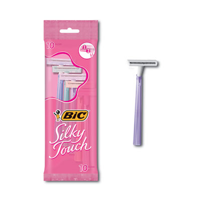 BIC Silky Touch Women's Disposable Razor, 2 Blades, Assorted Colors, 10/Pack (STWP101)
