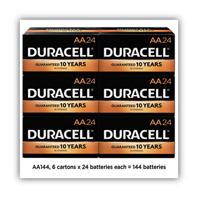 Duracell CopperTop Alkaline AA Batteries, 144/Carton (MN1500BKD)