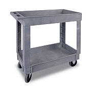 Boardwalk Utility Cart, Two-Shelf, 16w x 34d, Swivel Casters, Resin, Gray (BWK3416UCGRA)