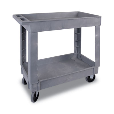 Boardwalk Utility Cart, Two-Shelf, 16w x 34d, Swivel Casters, Resin, Gray (BWK3416UCGRA)