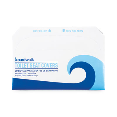 Boardwalk Premium Half-Fold Toilet Seat Covers, 14.17 x 16.73, White, 250/Sleeve, 10 Sleeves/Carton (K2500B)