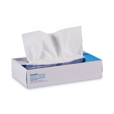 Boardwalk Office Packs Facial Tissue, Flat Box, 2-Ply, White, 100 Sheets/Box, 30 Boxes/Carton (6500B)