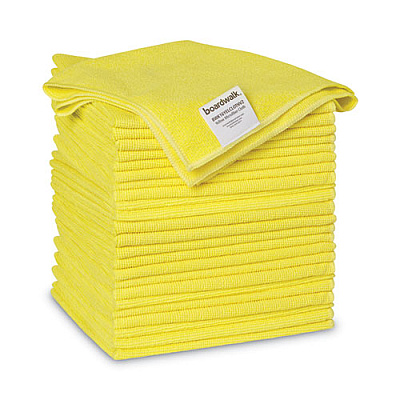Boardwalk Microfiber Cleaning Cloths, 16 x 16, Yellow, 24/Pack (16YELCLOTHV2)