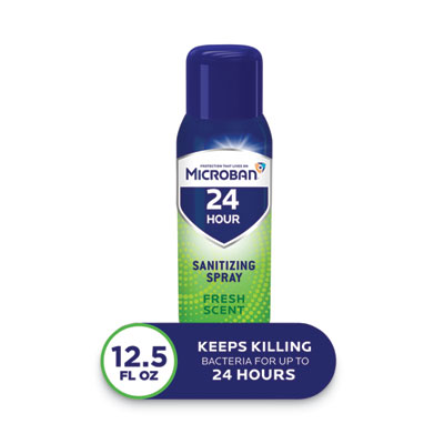 Microban 24-Hour Disinfectant Sanitizing Spray, Fresh Scent, 12.5 oz Aerosol Spray, 6/Carton (48774)