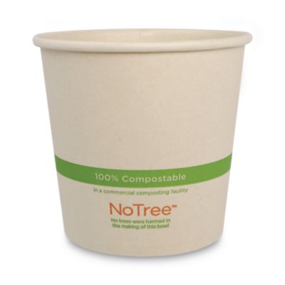 World Centric No Tree Paper Bowls, 24 oz, 4.4" Diameter x 4.5" h, Natural, Sugarcane, 500/Carton (BOSU24)