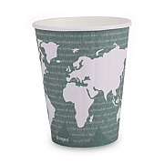 Eco-Products World Art Renewable and Compostable Insulated Hot Cups, 12 oz, Paper, Brown/White, 40/Pack, 15 Packs/Carton (EPBNHC12WD)